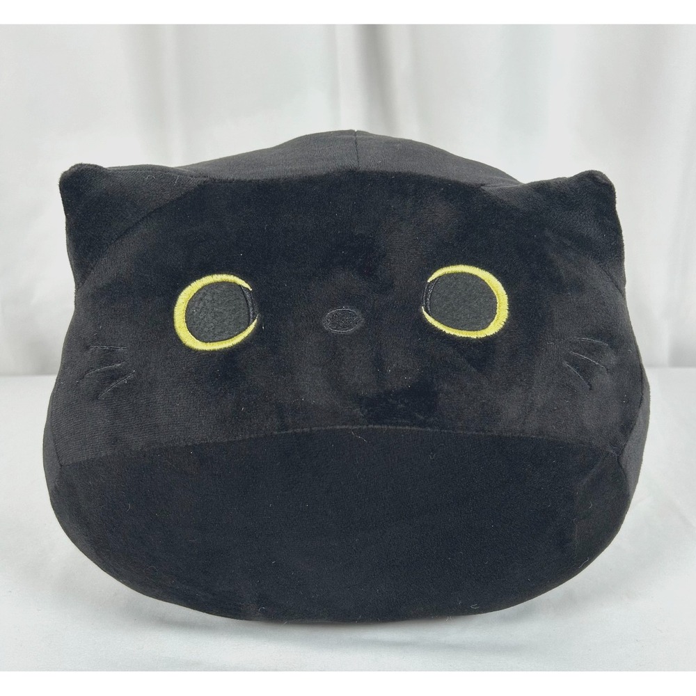12"‎ Plush Kawaii Squishy Black Cat with Tail, Japanese Mochi Loaf